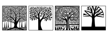 Tree . Abstract black and white illustration. Pattern for tattoos, wall decorations, covers.の写真素材