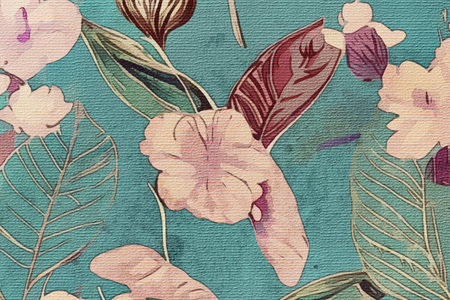 Botanical pattern for printing in vintage style on wall decorations. Watercolor painted on canvas. Card and cover design. Generated by Aiの素材