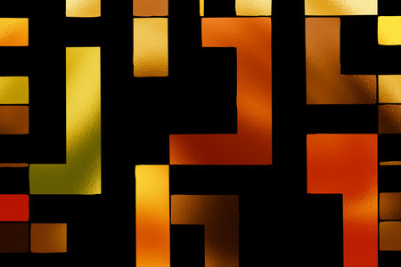 Abstract colorful stained glass window. Geometric pattern. Multicolored interior design template.の写真素材