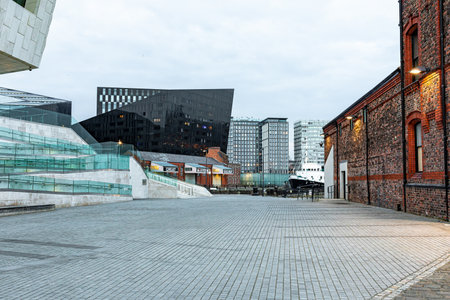 March 22, 2022. Liverpool United Kingdom. Architecture landscape on the River Merseyのeditorial素材