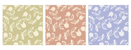Set of 3 Seamless botanical pattern for fabrics. For use in graphics.の写真素材