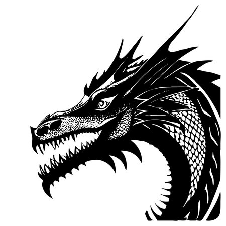 Dragoon. Line art. Logo design for use in graphics. T-shirt print, tattoo design. Minimalist illustration for printing on wall decorations.の写真素材