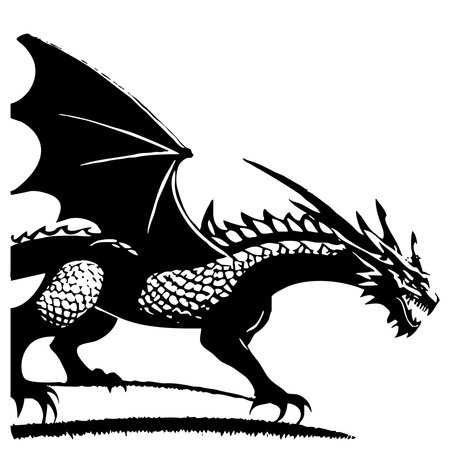 Dragoon. Line art. Logo design for use in graphics. T-shirt print, tattoo design. Minimalist illustration for printing on wall decorations.の写真素材