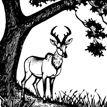 Gazelle. Black and white illustration. Logo design for use in graphics. T-shirt print, tattoo design.の写真素材