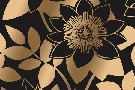 Luxurious golden botanical background. Printable wallpapers, covers, wall art, greeting cards, wedding cards, invitations.の写真素材