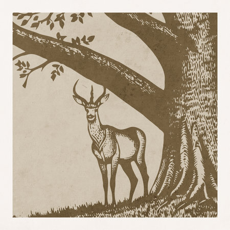 Gazelle. Landscape illustration. Logo design for use in graphics. T-shirt print, tattoo design.の写真素材
