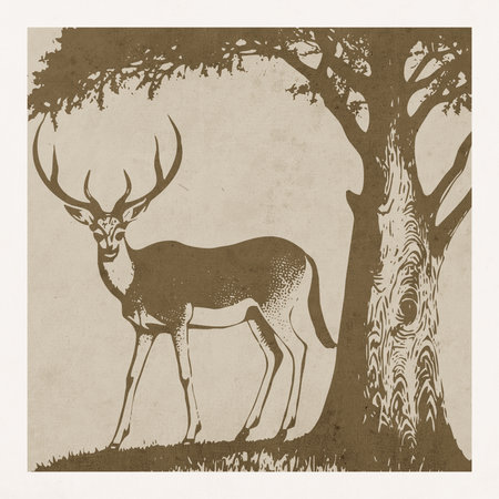 Gazelle. Landscape illustration. Logo design for use in graphics. T-shirt print, tattoo design.の写真素材