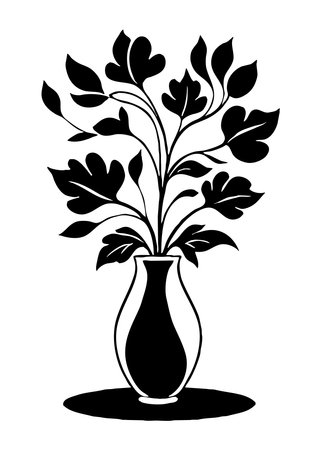 Botanical black and white pattern. Abstract plant shapes. Minimalist illustration for printing on wall decorations, for use in graphics, for tattoos.の写真素材