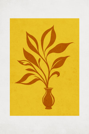 Fashionable illustration in vintage style. Pattern to print for wall decorations. Abstract botanical shapes.の写真素材