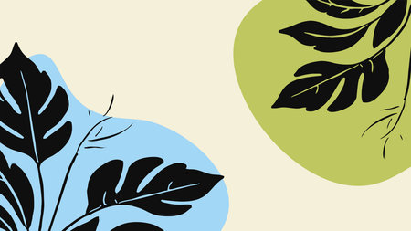 Botanical background. Abstract plant shapes. Minimalist illustration for printing on wall decorations.のイラスト素材