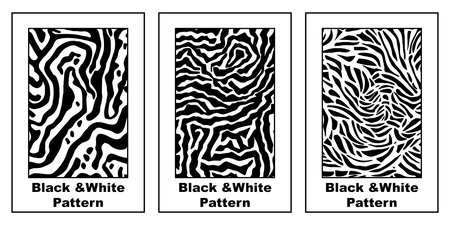Set of 3 Abstract black and white pattern. For use in graphics. Minimalist illustration for printing...