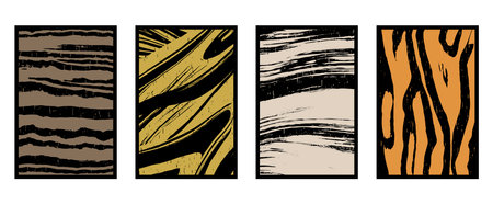 Set of 4 Abstract pattern. Illustration for printing on wall decorations. For use in graphics.のイラスト素材