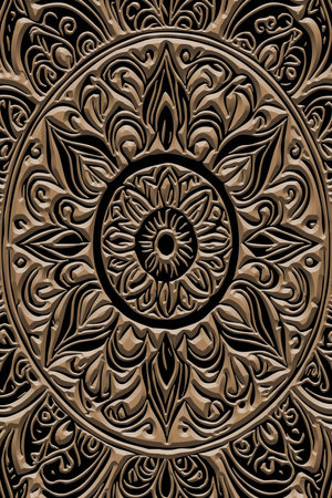 Decorative 3D pattern. Illustration for printing on wall decorations, for use in graphics, for tattoos, covers, leaflets.の写真素材