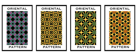 Set of 4 Oriental pattern for textiles, wallpapers, business cards, leaflets, for use in graphics