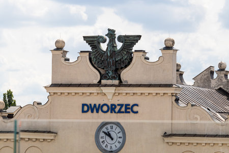 July 4, 2024 Lublin Poland. Railway station on a sunny summer day.のeditorial素材