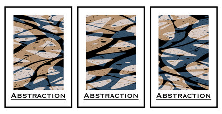 Set of 3 Abstract pattern. Illustration for printing on wall decorations. For use in graphics.のイラスト素材