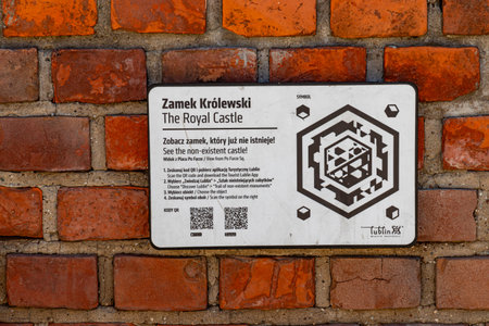 July 24, 2024 Lublin Poland. Photo from the trip. Information board at the Castleのeditorial素材