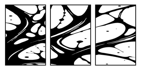 Set of 3 Abstract black and white pattern. For use in graphics. Minimalist illustration for printing on wall decorationsのイラスト素材