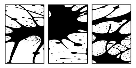 Set of 3 Abstract black and white pattern. For use in graphics. Minimalist illustration for printing on wall decorationsのイラスト素材