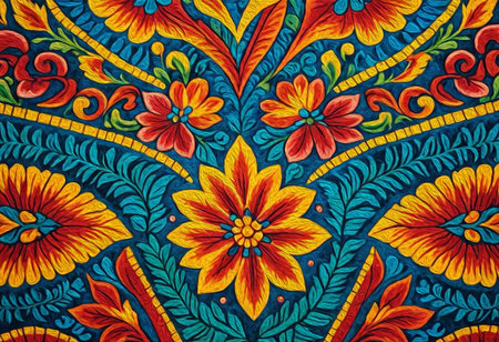 Mexican pattern for printing on wall decorations, covers, leaflets, business cards. Oil paint