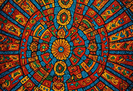 Mexican pattern for printing on wall decorations, covers, leaflets, business cards. Oil paint