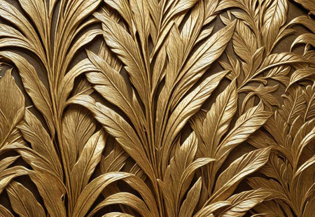 Oil painting .Luxurious golden botanical background. Printable wallpapers, covers, wall art, greeting cards, wedding cards, invitations.の写真素材