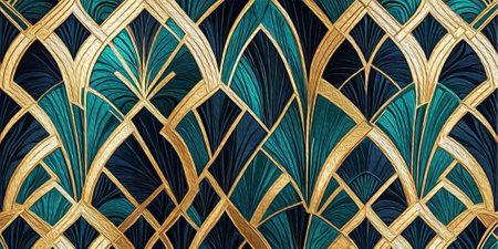 Oil painting. Abstract luxury art deco pattern, golden artistic background with geometric shapes.