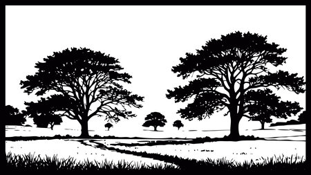 Tree . Black and white botanical illustration. Logo design for use in graphics.の写真素材