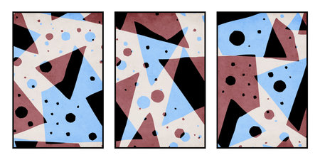 Set of 3 Abstract illustration in vintage style. For use in graphics, for wall decor.