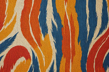 Oil painting. Abstract background in Ikat technique. Printable pattern for wall decorations.