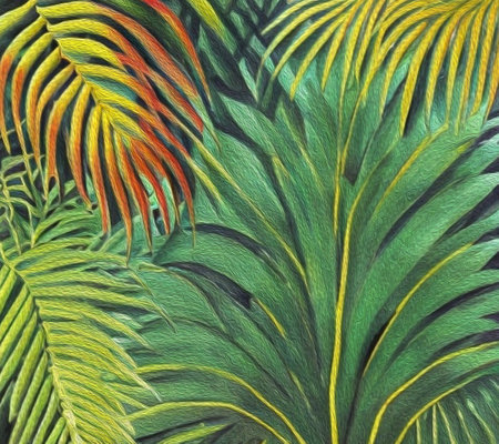 Botanical pattern for printing on wall decorations, covers. Artistic brush strokes.の写真素材