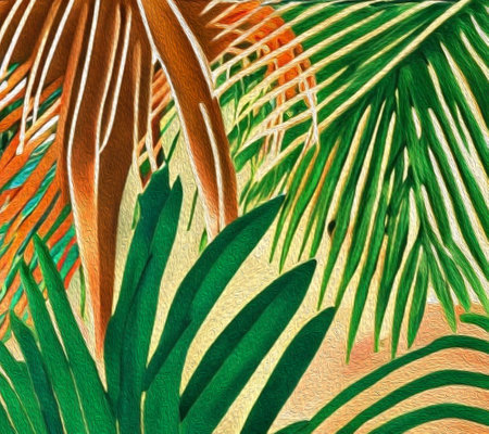 Botanical pattern for printing on wall decorations, covers. Artistic brush strokes.の写真素材