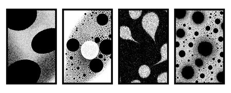 Set of 4 Abstract black and white pattern. For use in graphics. Minimalist illustration for printing...