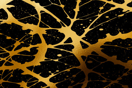 Golden abstract background. Design template for invitation, web, banner, birthday, wedding, business card. Ink stains.の写真素材