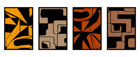 Set of 4 Abstract pattern. Illustration for printing on wall decorations. For use in graphics.のイラスト素材