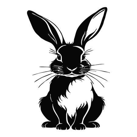 Rabbit . Black and white illustration. Logo design for use in graphics. T-shirt print, tattoo design.の写真素材