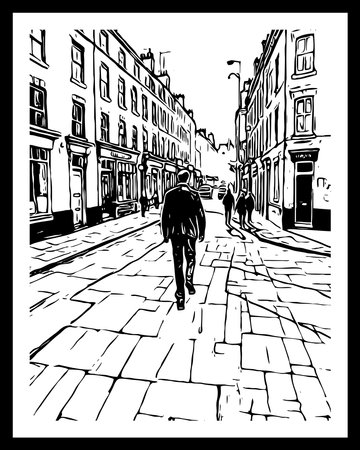 City Architecture. Black and white line art. Pattern to print for wall decorationsの写真素材