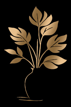 Luxurious golden botanical background. Printable wallpapers, covers, wall art, greeting cards, wedding cards, invitations.の写真素材
