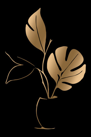 Luxurious golden botanical background. Printable wallpapers, covers, wall art, greeting cards, wedding cards, invitations.の写真素材