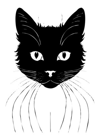 Cat. Animal black and white illustration. Design, for use in graphics.の写真素材
