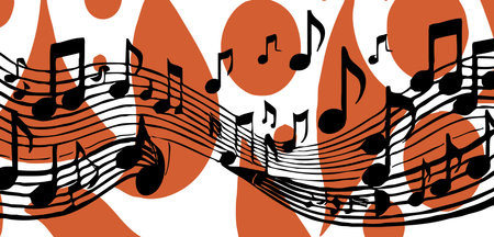 Musical pattern with abstract shapes for printing on wall decorations, covers