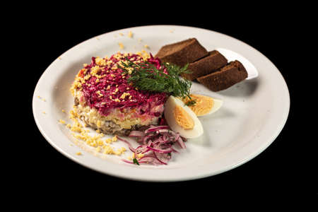 Russian dishes herring in a fur coatの写真素材