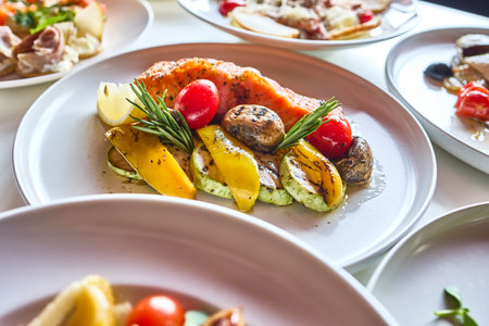 A chef's curated selection of gourmet dishes, showcasing culinary expertise and creativity.の写真素材