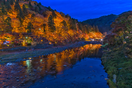 Korankei light up festival in autumn season.の写真素材