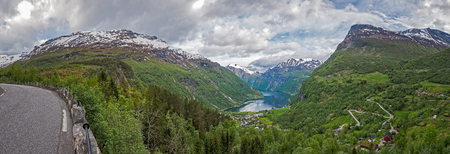 Panoramic view of Geiranger fjord.の写真素材