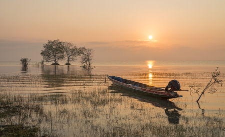 Sunrise at Pakpra, Songkhla lake, Thailand.の写真素材