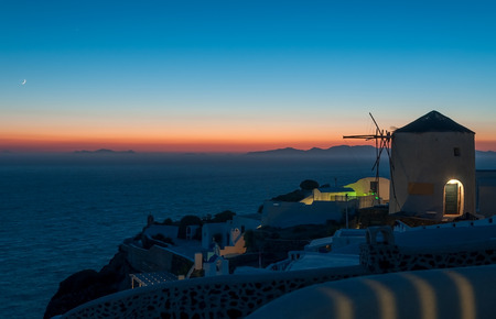 Twilight after sunset at Santorini, Greece.の写真素材