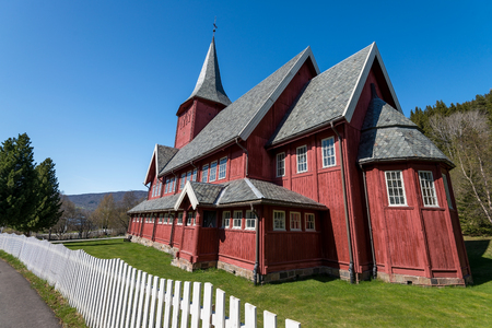 Red church in Norway.の写真素材