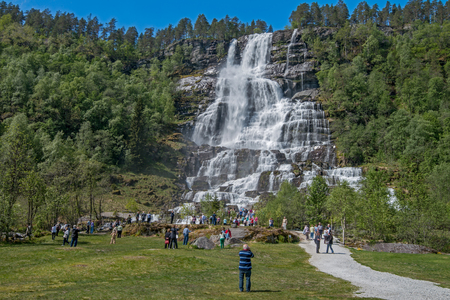 Tvindefossen waterfall in Norway.の写真素材