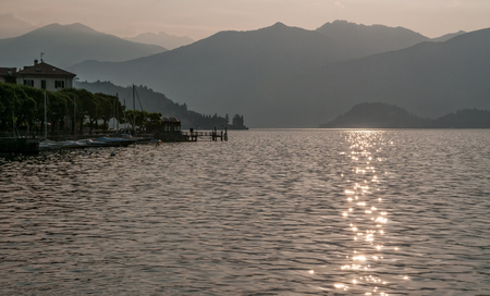 Lake Como - early morning in summer season.の写真素材